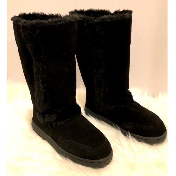 NWT Style & Co Witty Black Suede Faux Fur Boots Size 7 New in Box - Picture 5 of 9